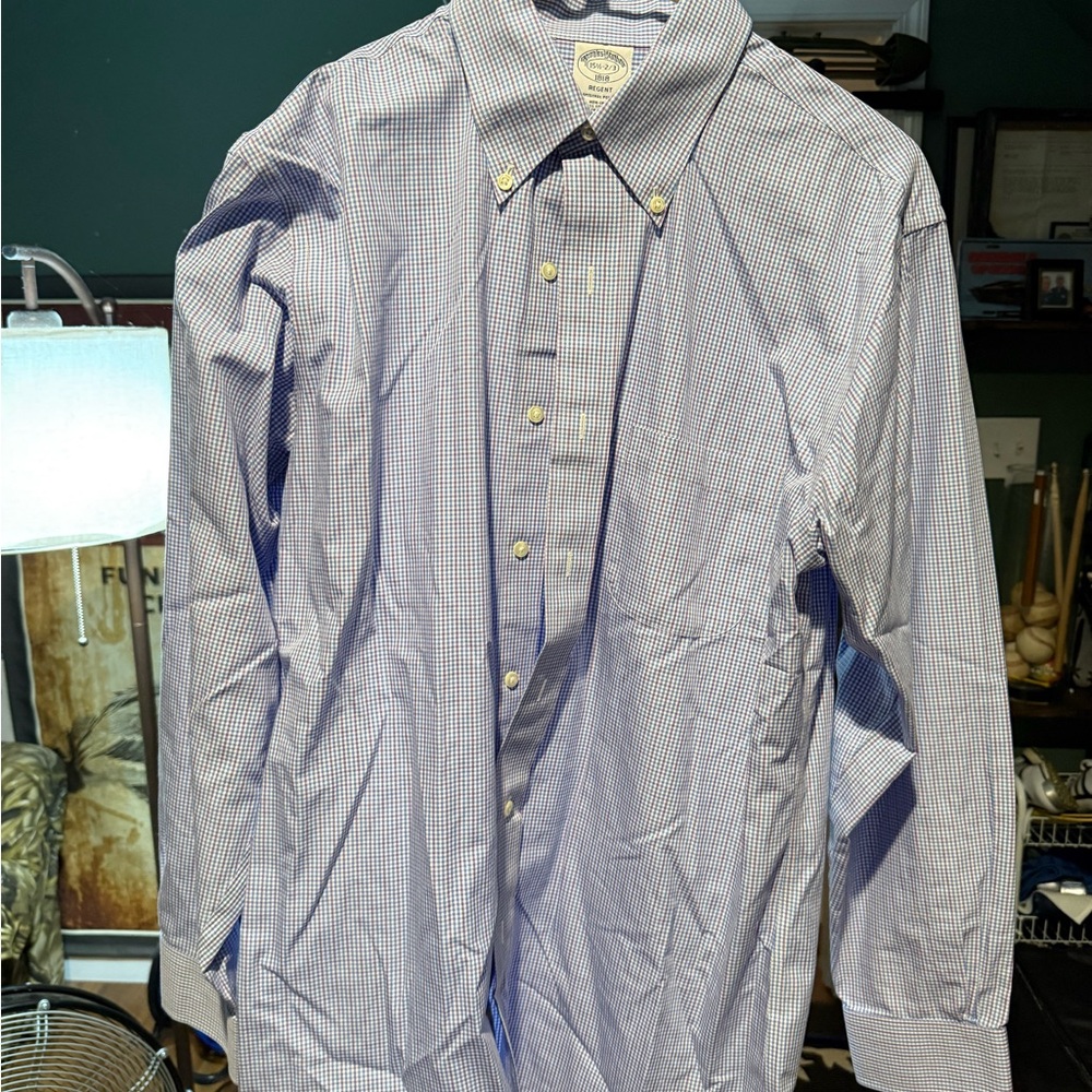 Brooks Brothers Navy Check Button Down Shirt